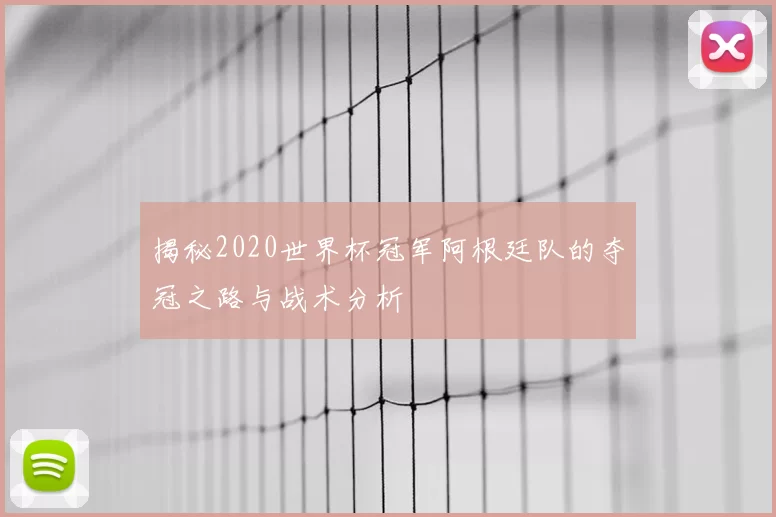 揭秘2020世界杯冠军阿根廷队的夺冠之路与战术分析
